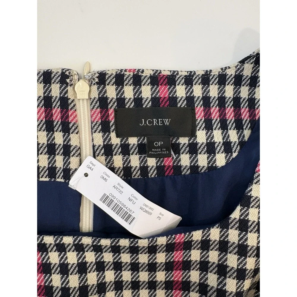 J.CREW Y2K Vintage Inspired Ivory Pink Plaid Tweed A-Line Lined‎ Zip 0P